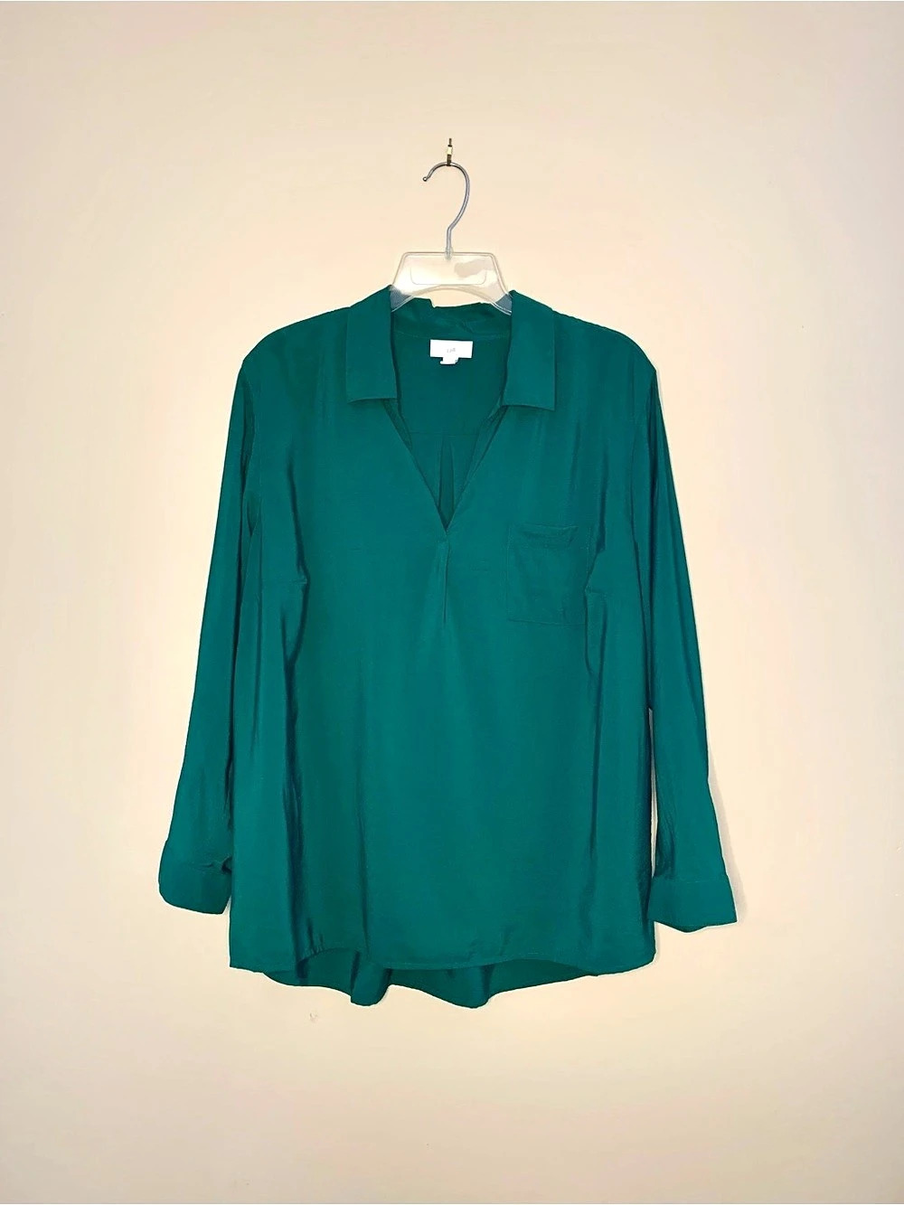 J. Jill Forest Green V-Neck loose fit Blouse Size XLP